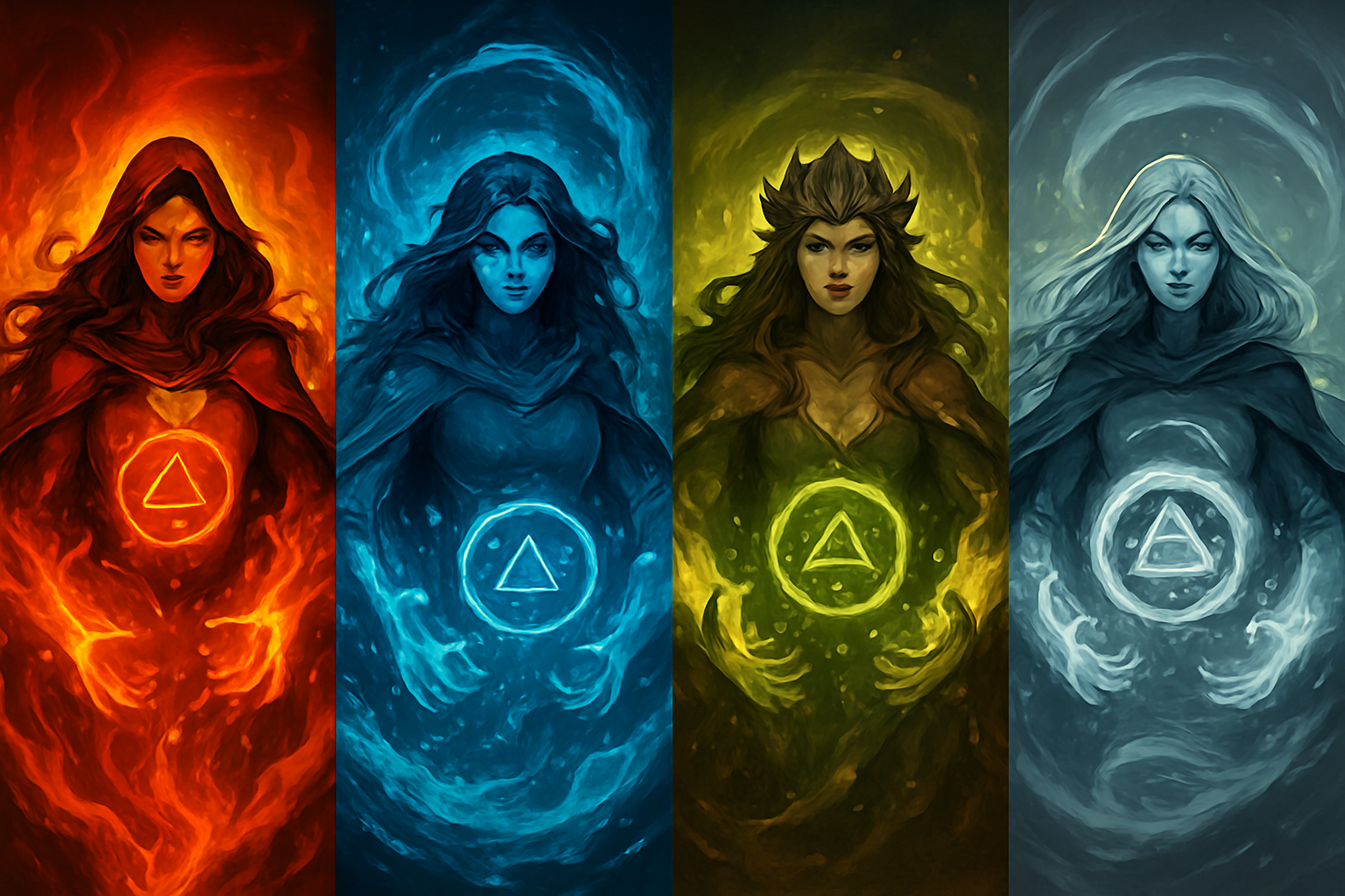 Elemental Queens-Fantasy Digital Artwork